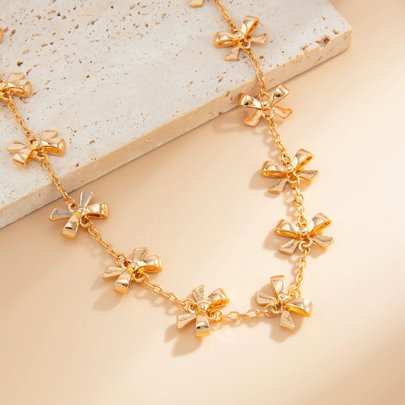 Alloy Bow Design Electroplating Long Necklace For Women