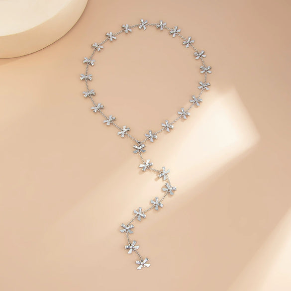 Alloy Bow Design Electroplating Long Necklace For Women