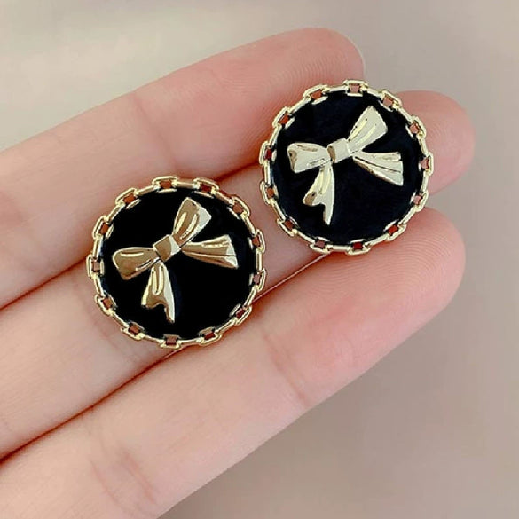 Alloy Bow Electroplated Women's Fashion Light Luxury Niche Design Earrings