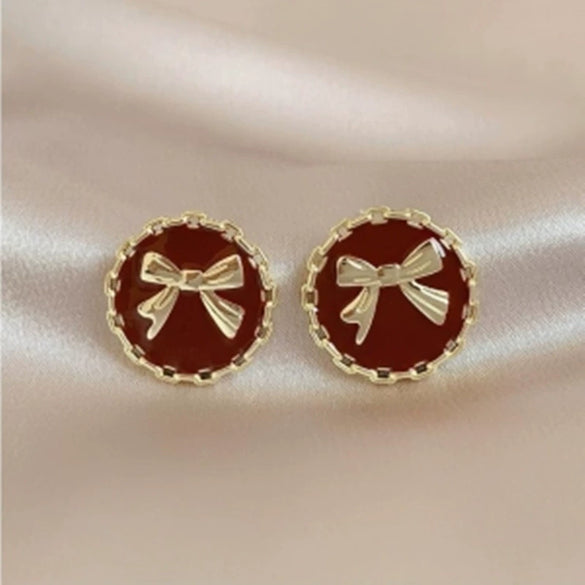 Alloy Bow Electroplated Women's Fashion Light Luxury Niche Design Earrings