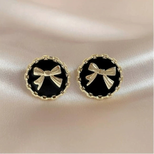Alloy Bow Electroplated Women's Fashion Light Luxury Niche Design Earrings