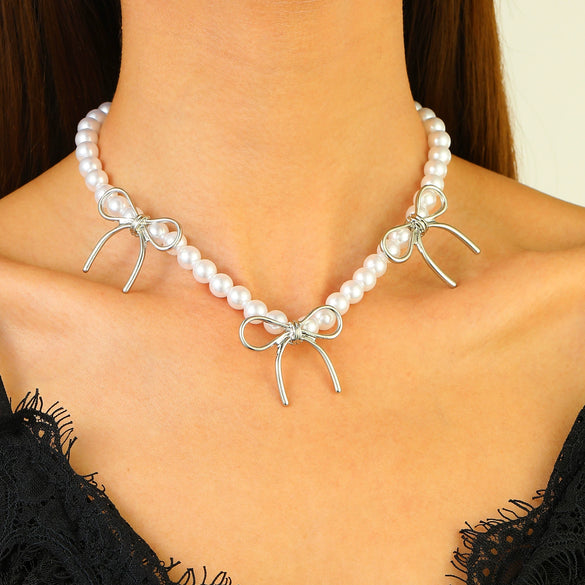 Alloy Bow Elegant Electroplating Necklace For Women