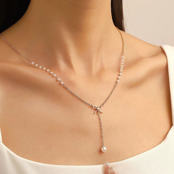 Alloy Bow Elegant Electroplating Necklace For Women