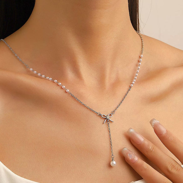 Alloy Bow Elegant Electroplating Necklace For Women