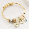 Alloy Bow Heart Geometric Diamond Bracelet For Unisex