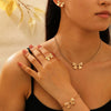 Alloy Bow Jewelry Set For Women With Electroplating Including Bracelet Necklace Ring Earrings