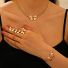 Alloy Bow Jewelry Set For Women With Electroplating Including Bracelet Necklace Ring Earrings