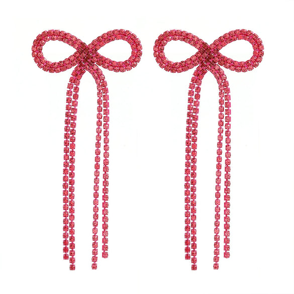 Alloy Bow Pattern Women's Earrings With Diamond Design