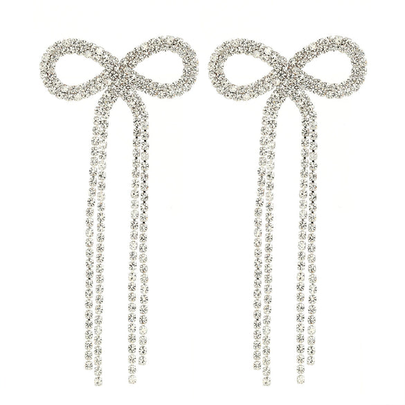 Alloy Bow Pattern Women's Earrings With Diamond Design
