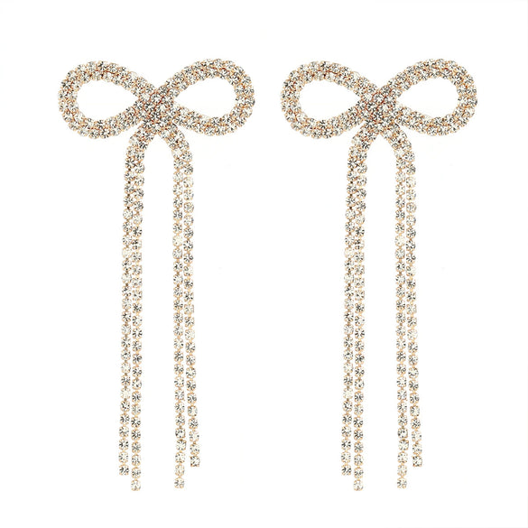 Alloy Bow Pattern Women's Earrings With Diamond Design