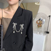 Alloy Bow Pearl Chain Brooch Electroplating Women's Style