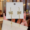 Alloy Bow Tassel Earrings Set With Pearls For Women