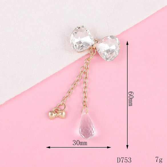 Alloy Bow Tie Pattern Mobile Phone Case Tassel Pendant Jewelry Accessories Electroplating