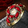 Alloy Bracelet Quartz Watch For Women Fashion Round Dial Moon Curved Edge Diamondencrusted