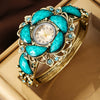 Alloy Bracelet Quartz Watch For Women Fashion Round Dial Moon Curved Edge Diamondencrusted