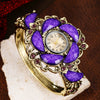 Alloy Bracelet Quartz Watch For Women Fashion Round Dial Moon Curved Edge Diamondencrusted