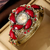 Alloy Bracelet Quartz Watch For Women Fashion Round Dial Moon Curved Edge Diamondencrusted