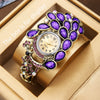 Alloy Bracelet Watch Women's Fashion Round Dial Diamondencrusted Peacock Quartz Hollow Design