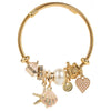 Alloy Bracelet With Diamond Star And Starfish Pendant For Women