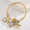 Alloy Bracelet With Lock Heart Love Flower Pendant Set With Diamonds Fashionable And Sweet For Women