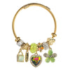Alloy Bracelet With Lock Heart Love Flower Pendant Set With Diamonds Fashionable And Sweet For Women