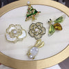 Alloy Brooch Inlaid With Natural Freshwater Pearls Insect Pattern Camellia Rabbit Christmas Tree Style For Women