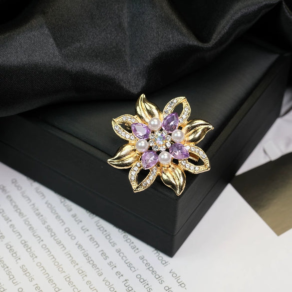Alloy Brooch Luxury Retro Style With Flower And Star Pattern Electroplated
