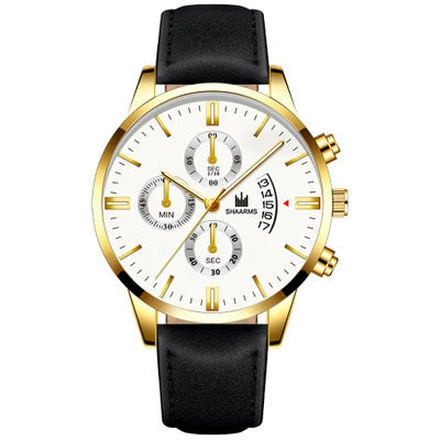 Alloy Business Casual Men's Round Dial Quartz Belt Watch With Scale Display And Horseshoe Buckle