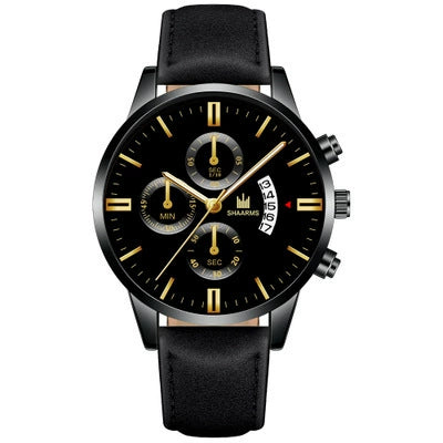 Alloy Business Casual Men's Round Dial Quartz Belt Watch With Scale Display And Horseshoe Buckle