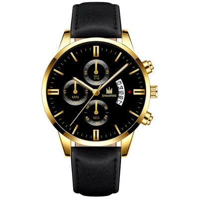 Alloy Business Casual Men's Round Dial Quartz Belt Watch With Scale Display And Horseshoe Buckle