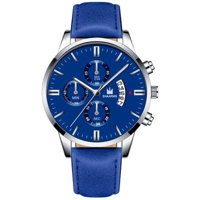 Alloy Business Casual Men's Round Dial Quartz Belt Watch With Scale Display And Horseshoe Buckle