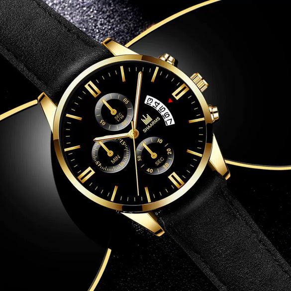 Alloy Business Casual Men's Round Dial Quartz Belt Watch With Scale Display And Horseshoe Buckle
