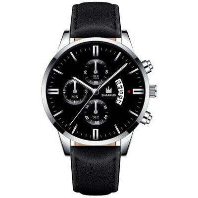 Alloy Business Casual Men's Round Dial Quartz Belt Watch With Scale Display And Horseshoe Buckle