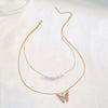 Alloy Butterfly Animals Zodiac Style Double Chain Necklace Jewelry