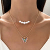 Alloy Butterfly Animals Zodiac Style Double Chain Necklace Jewelry