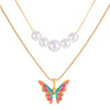 Alloy Butterfly Animals Zodiac Style Double Chain Necklace Jewelry