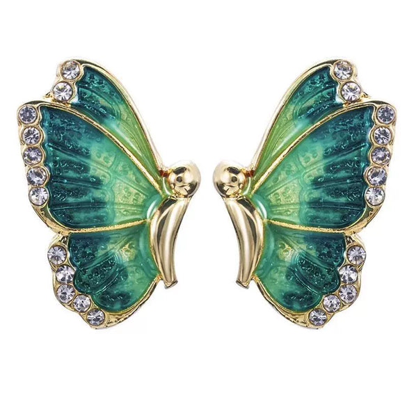Alloy Butterfly Diamondembedded Insect Earrings
