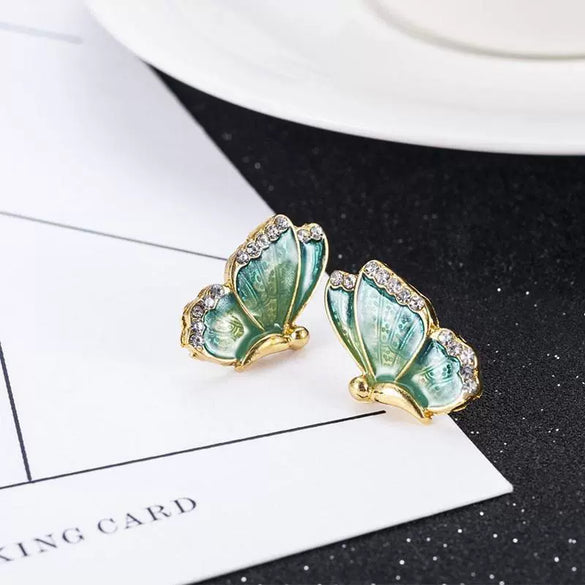 Alloy Butterfly Diamondembedded Insect Earrings