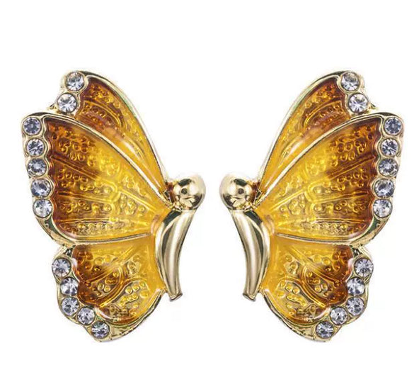 Alloy Butterfly Diamondembedded Insect Earrings