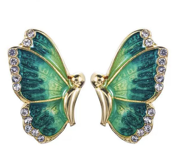 Alloy Butterfly Diamondembedded Insect Earrings