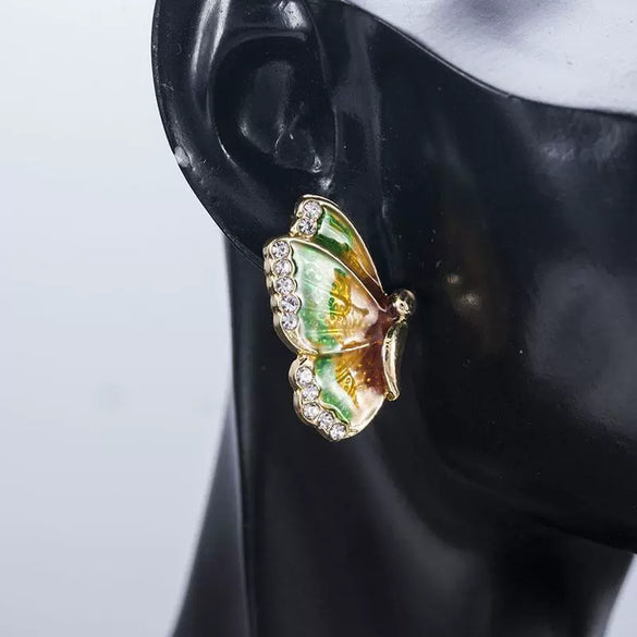 Alloy Butterfly Diamondembedded Insect Earrings