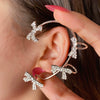 Alloy Butterfly Ear Clip With Diamond And Geometric Design For Women