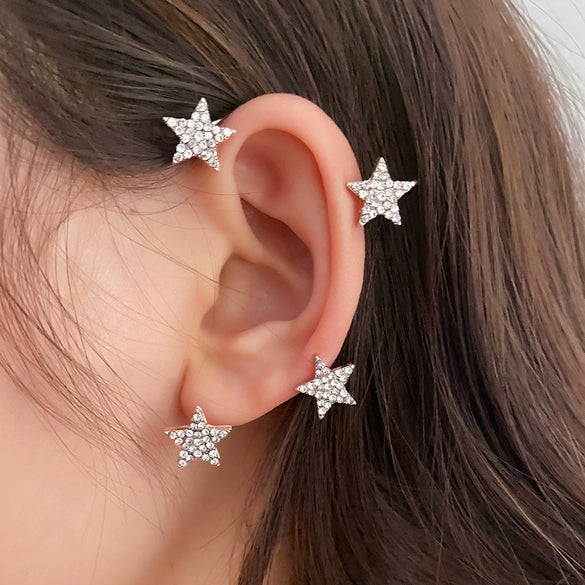 Alloy Butterfly Ear Clip With Diamond And Geometric Design For Women