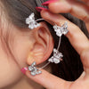 Alloy Butterfly Ear Clip With Diamond And Geometric Design For Women