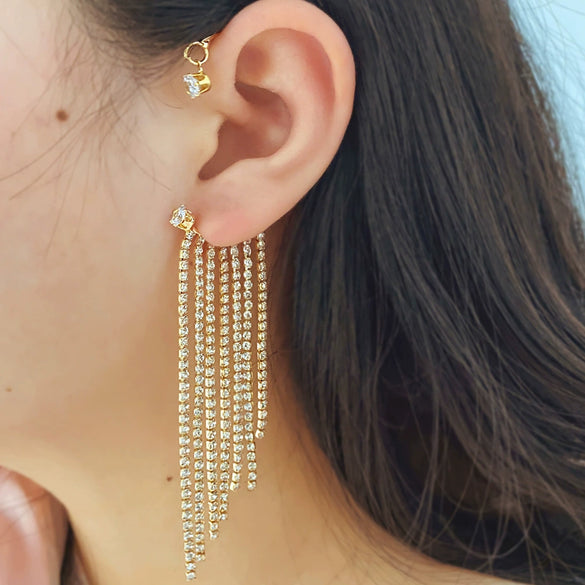 Alloy Butterfly Ear Clip With Diamond And Geometric Design For Women