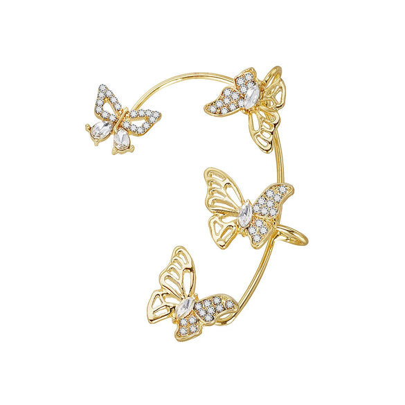 Alloy Butterfly Ear Clip With Diamond And Geometric Design For Women