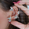 Alloy Butterfly Ear Clip With Diamond And Geometric Design For Women