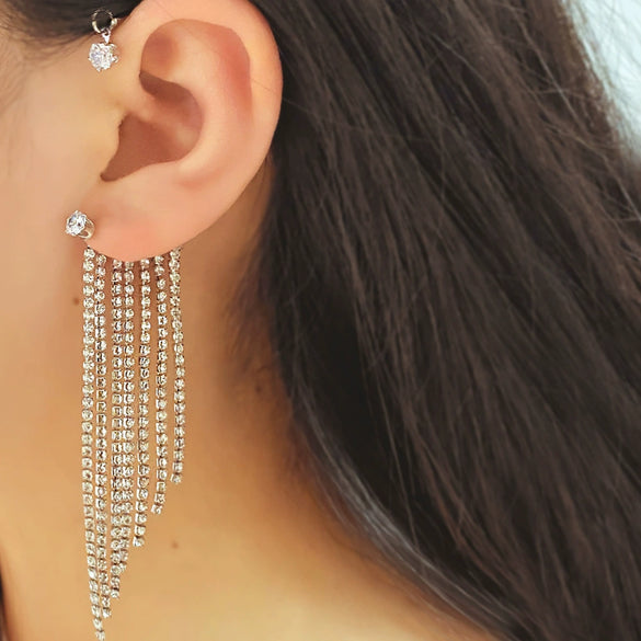 Alloy Butterfly Ear Clip With Diamond And Geometric Design For Women