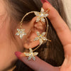 Alloy Butterfly Ear Clip With Diamond And Geometric Design For Women