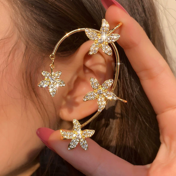 Alloy Butterfly Ear Clip With Diamond And Geometric Design For Women